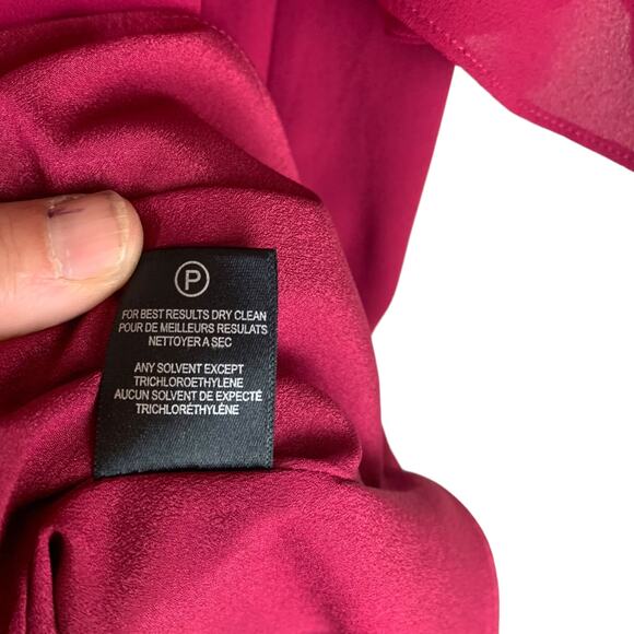 Halston Heritage Mini Dress Womens S Maroon Off The Shoulder Ruffled Neck NWT - Picture 12 of 13